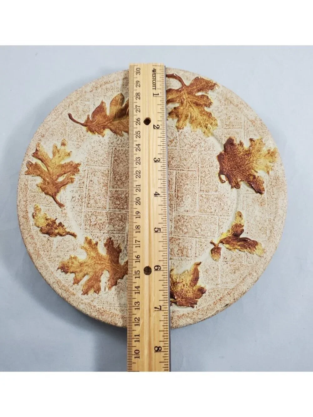 Yankee Candle Fall Autumn Acorn Leaf Cutout Lg Jar Shade Topper Plate Stoneware